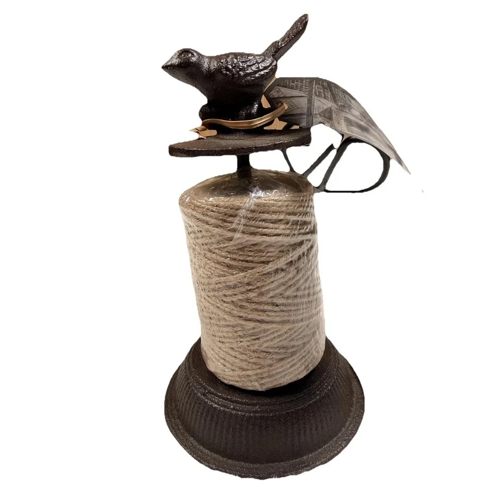 Esschert Design Bird Twine Holder With Scissors Cast Iron Jute Brown Garden